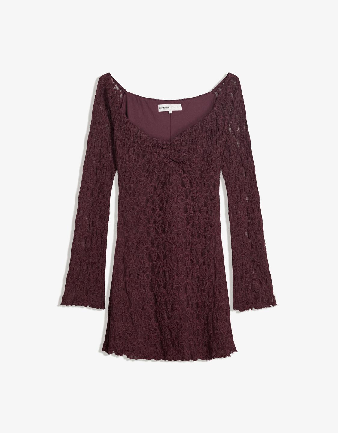 Bardot neckline blonde lace mini dress