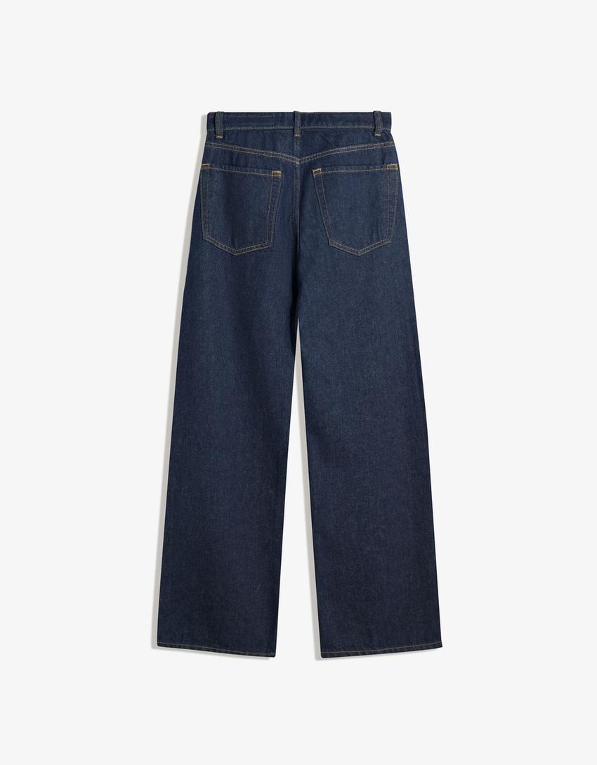 Geniş paça straight fit jean-Mavi