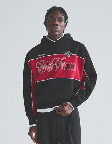 Contrast print hood sweatshirt — Black 1