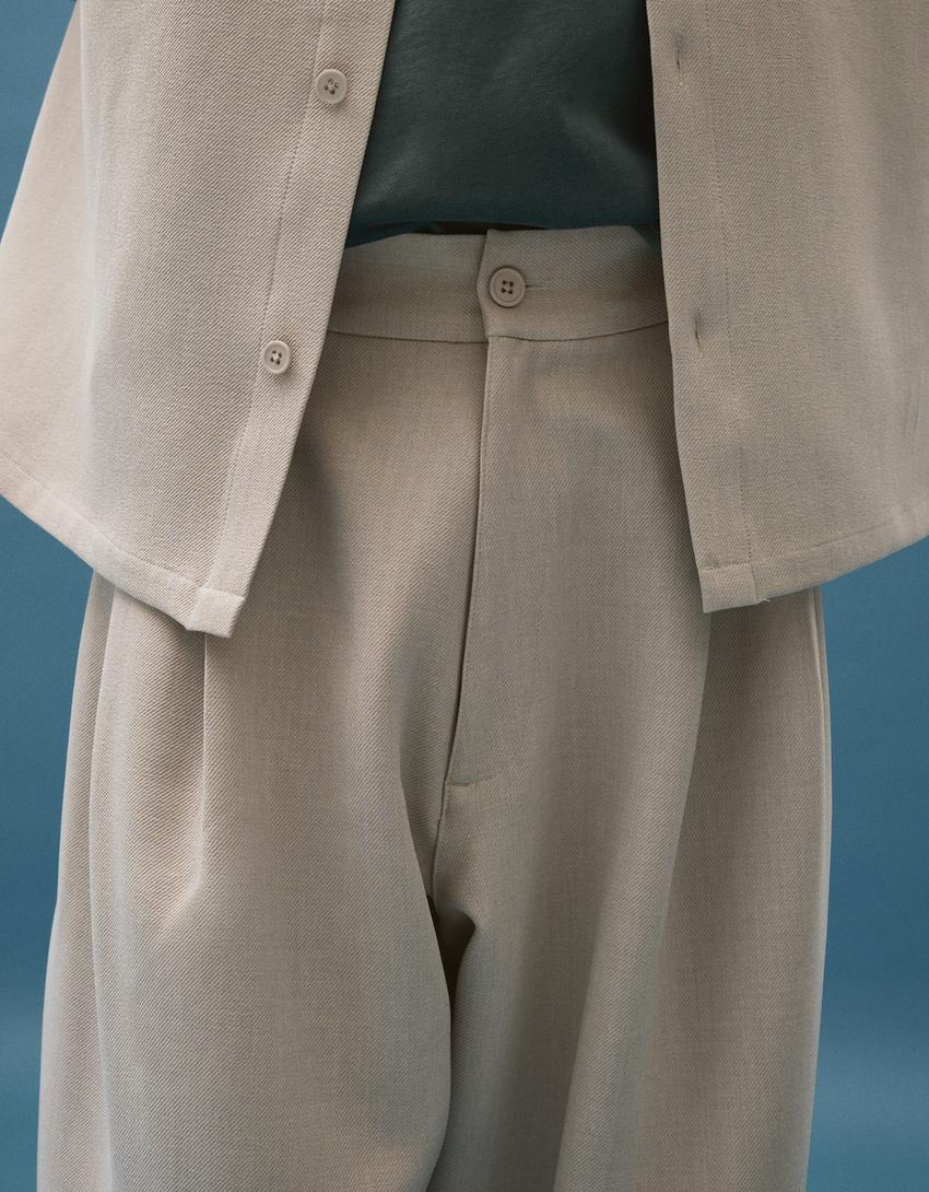 Tailored fit super baggy broek-Steen