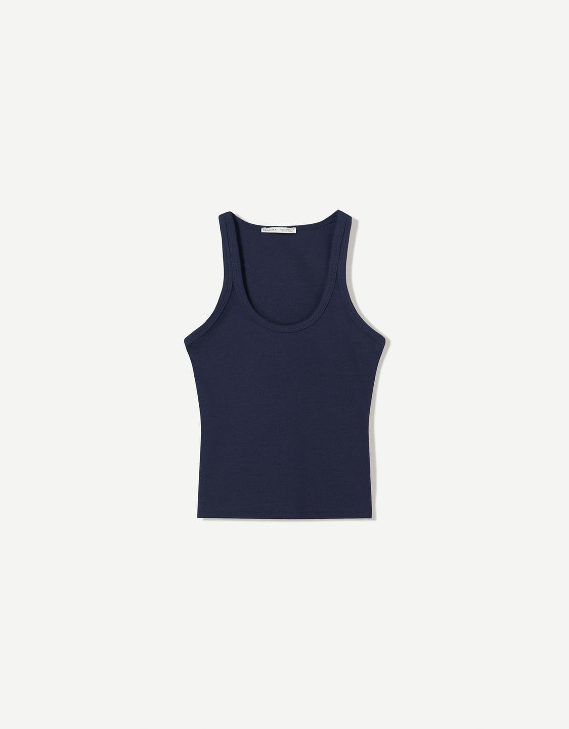 Sleeveless ribbed T-shirt