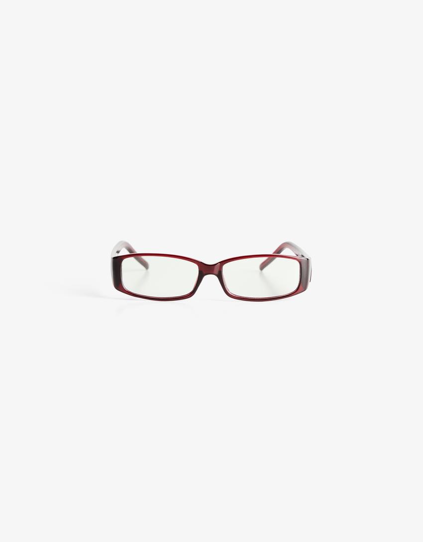 Lunettes rectangulaires en acétate filtre lumière bleue-Bordeaux-1