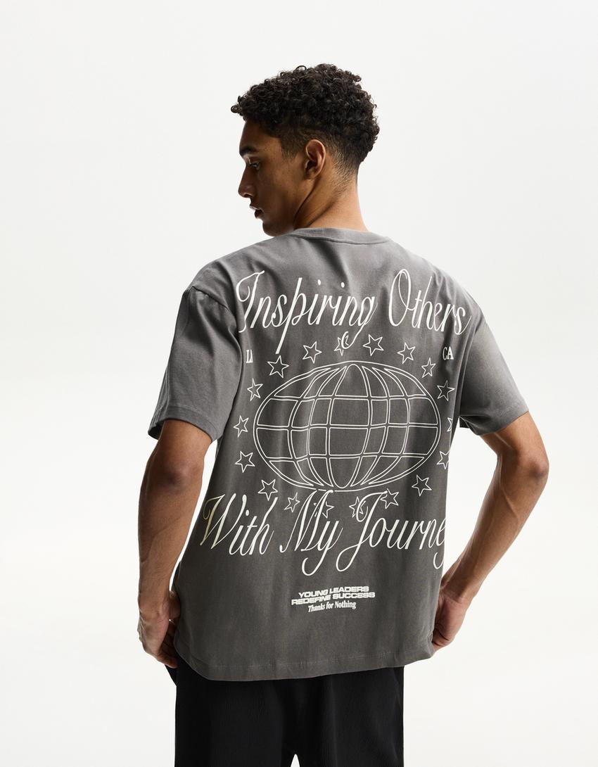 Camiseta manga corta print-Gris-1