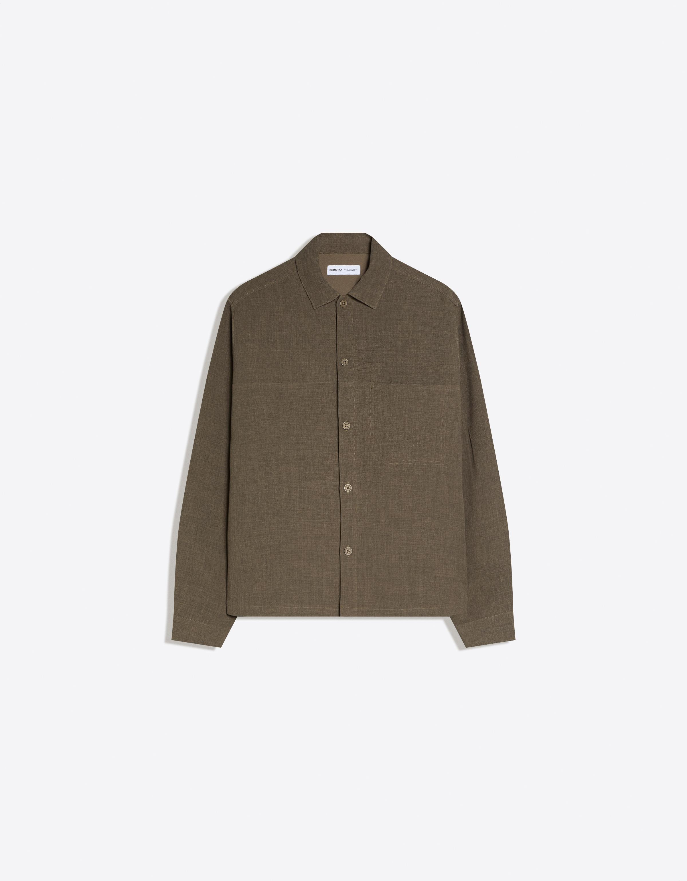 Bershka Hemd Mit Langen Ärmeln Tailored Herren L Khaki