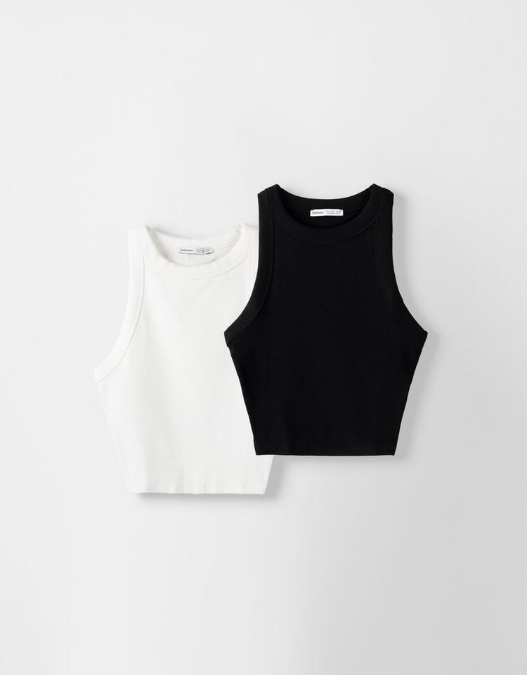 2-pack of sleeveless ribbed T-shirts
