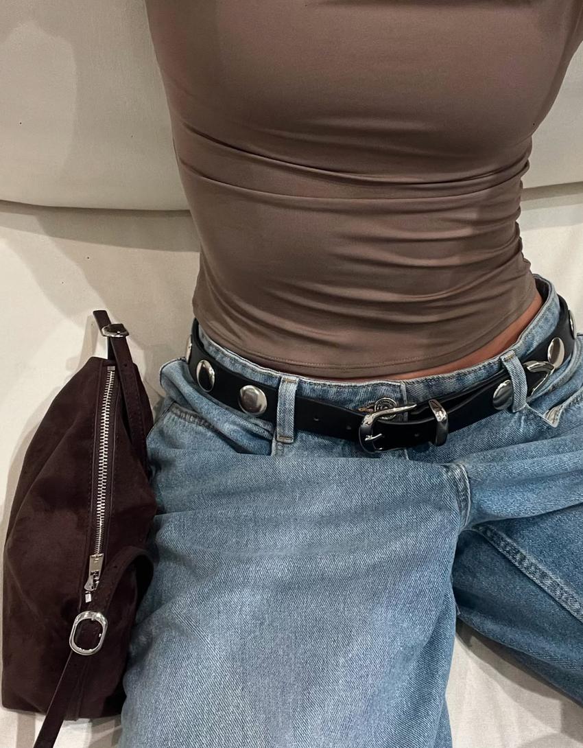 Bolso mini efecto antelina-Marrón