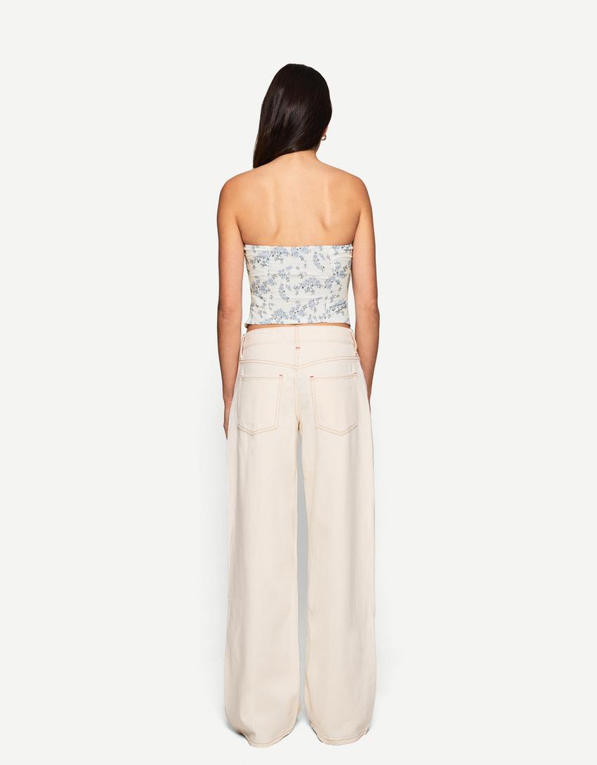 Top bandeau popeline-Bleu-1
