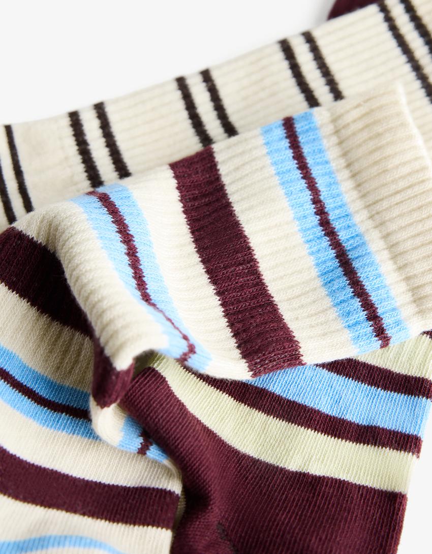 Pack of 3 striped socks-Brown
