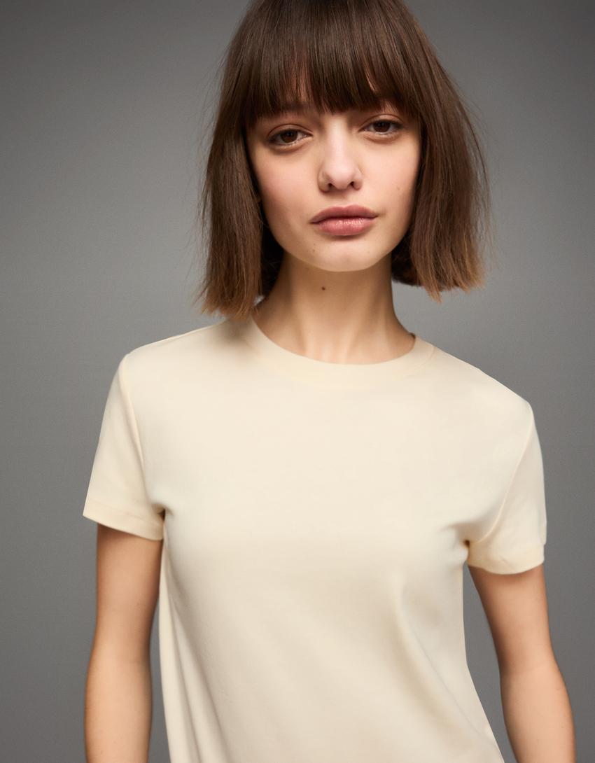 Maglietta a maniche corte heavy cotton-Beige