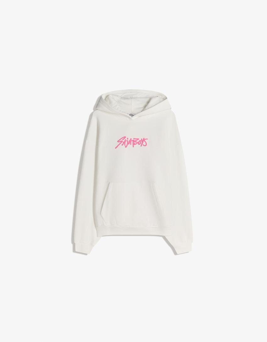 KPop Demon Hunters Huntr/x hood print sweatshirt-Cream