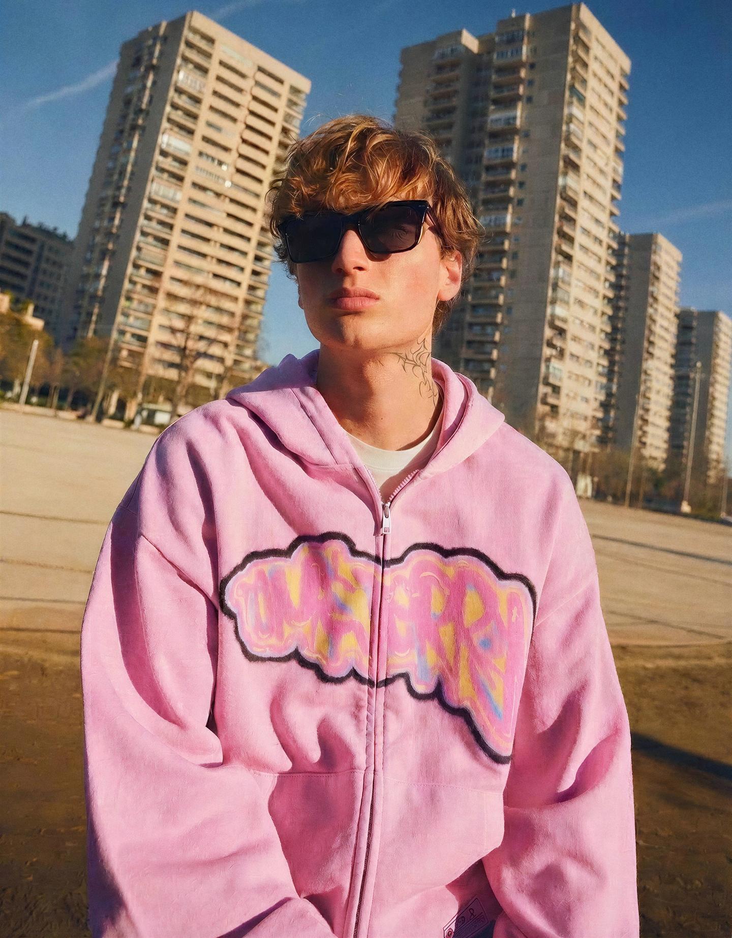 Bershka bluza z suwakiem tom & jerry biały