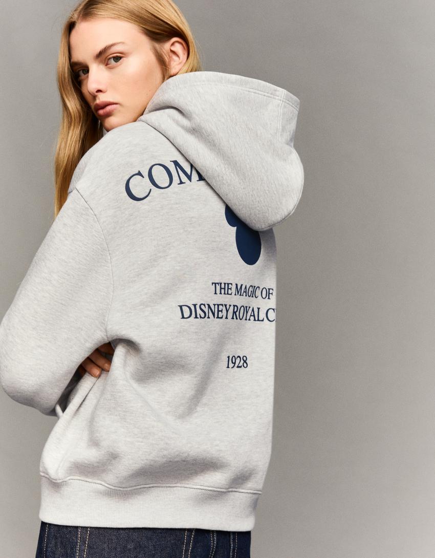 Sudadera cremallera Disney cropped print-Gris