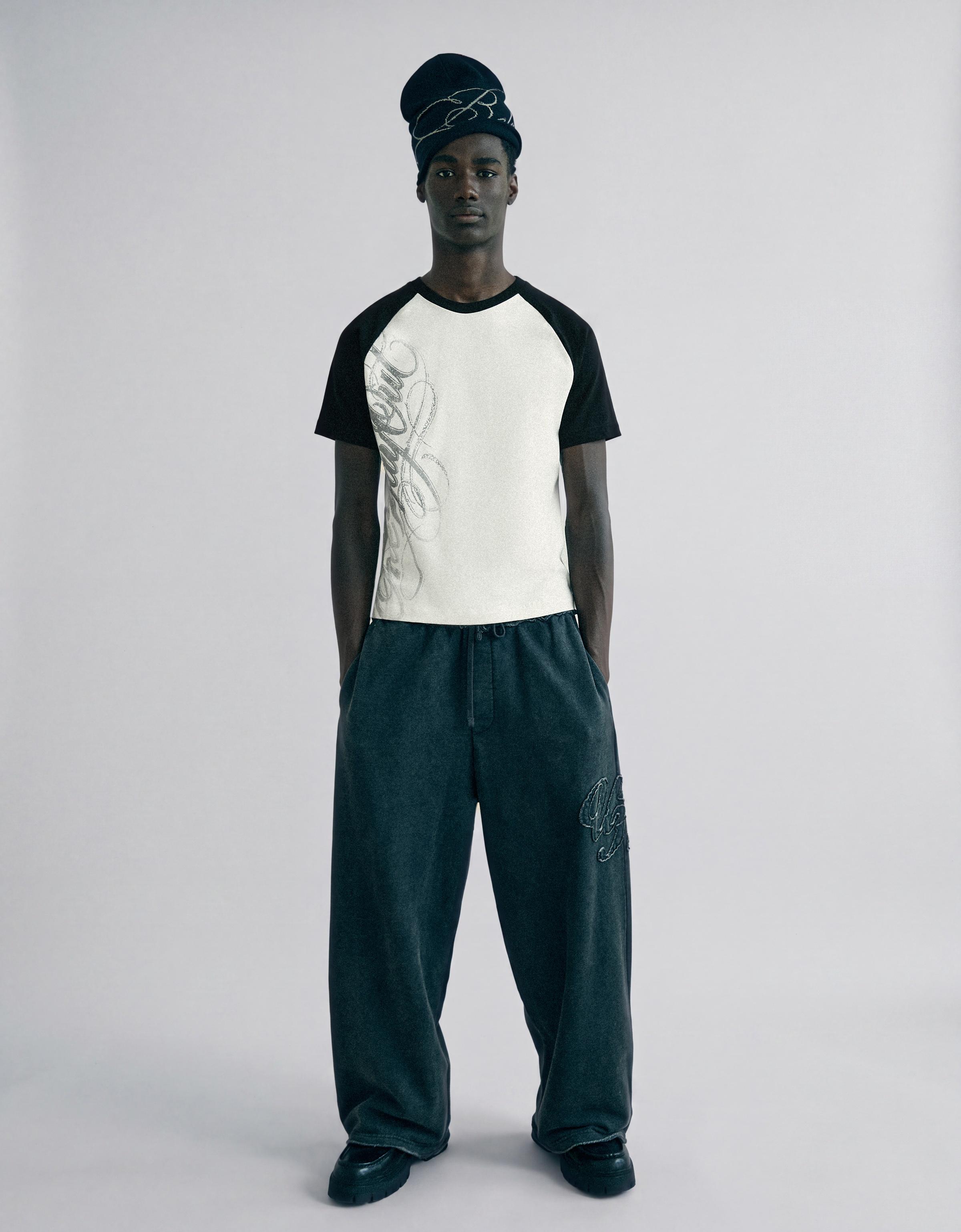 Short sleeve raglan print T-shirt — Off white