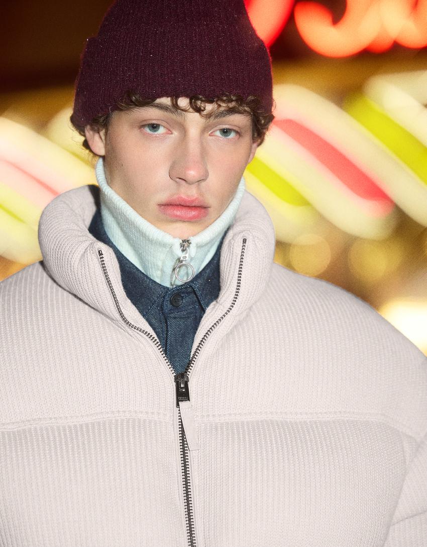 Steppjacke aus Trikotstoff-Steinfarbe