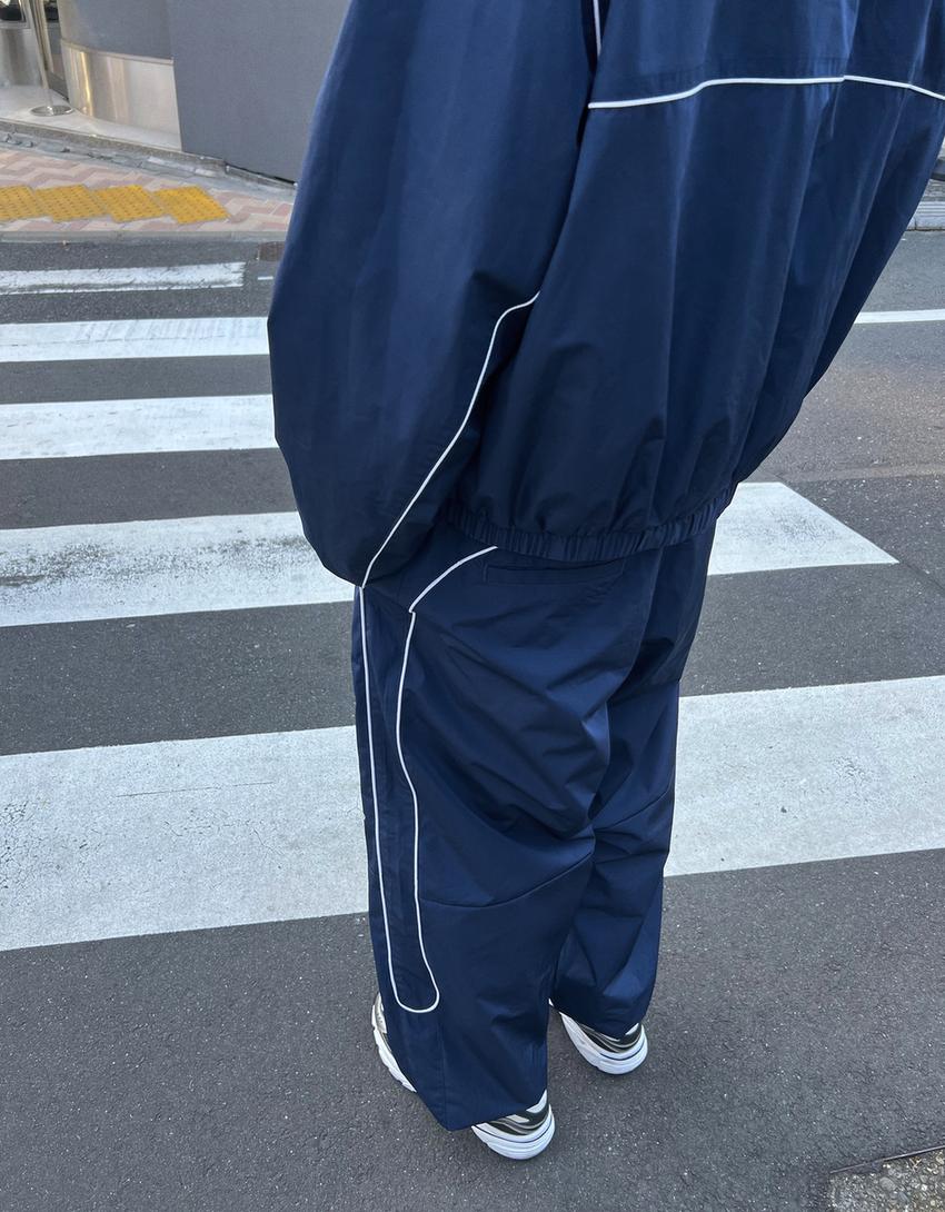 Süper baggy fit teknik pantolon-Denizci mavisi