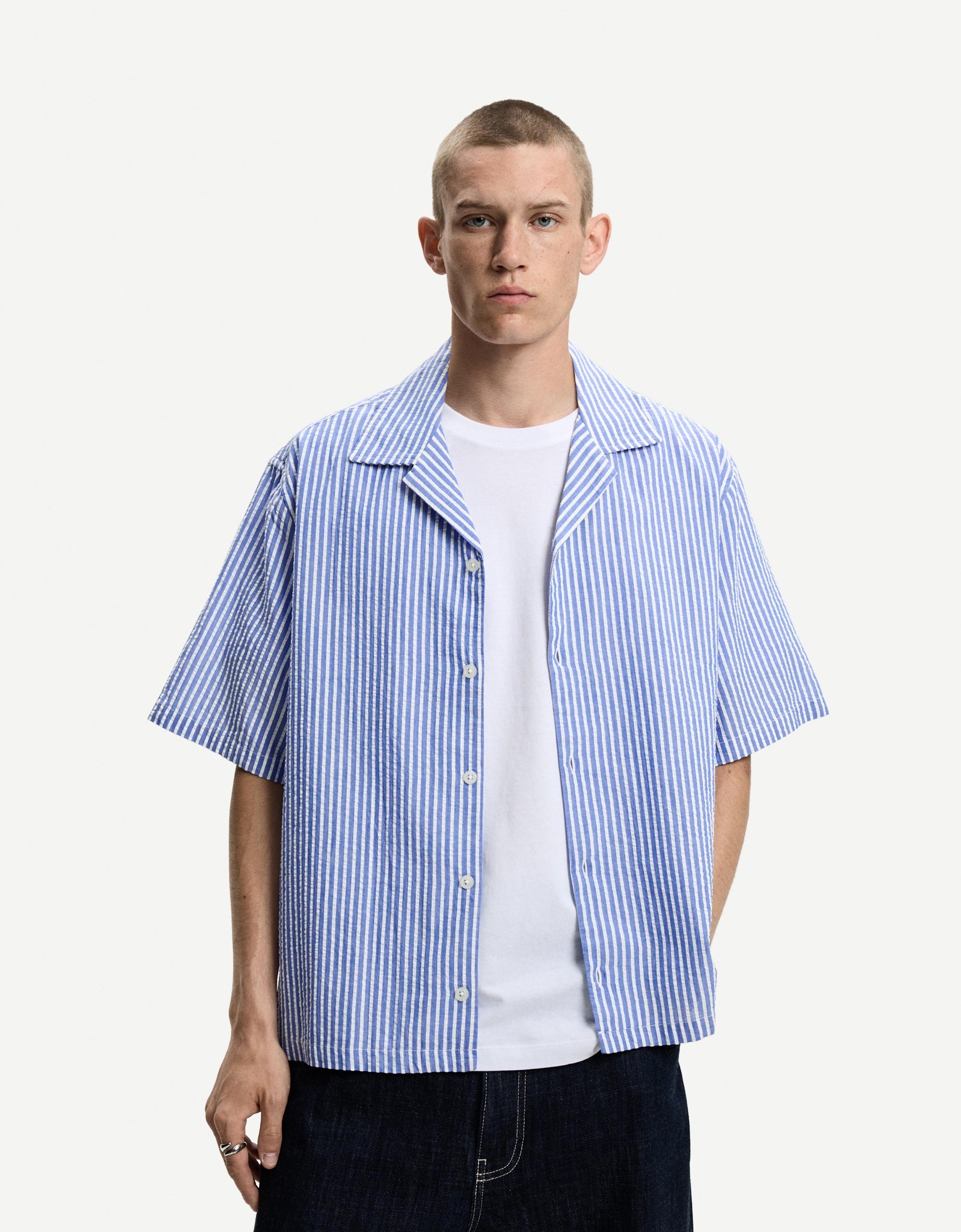 Bershka Boxy Kurzarmhemd Herren Xl Blau