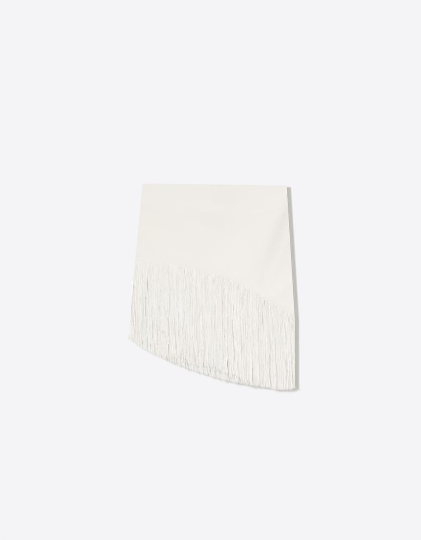 Fringed mini skirt-Off white