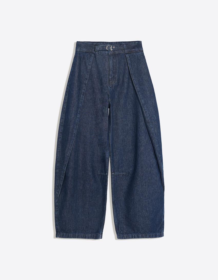 Jeans twisted pliegues-Azul