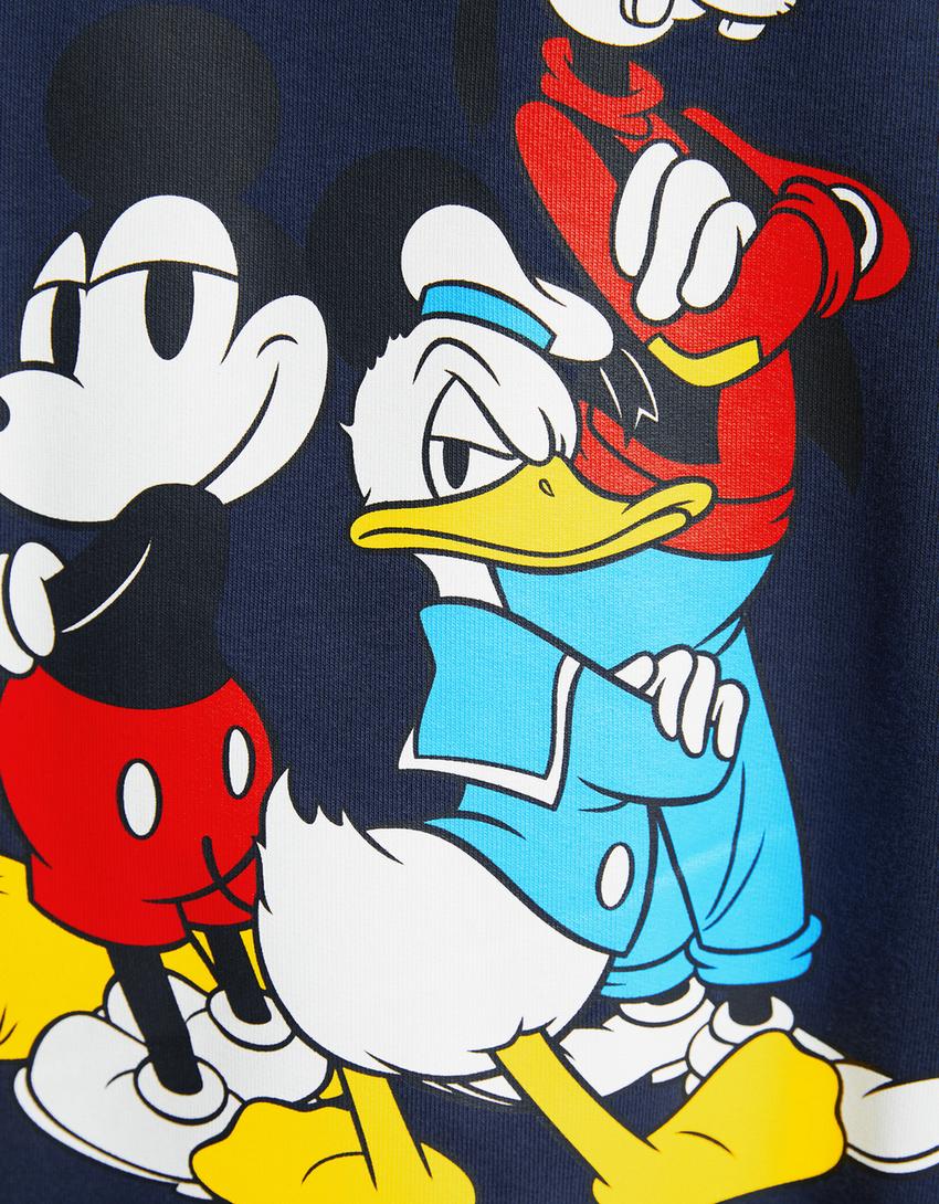 Mickey Mouse print short sleeve plush T-shirt-Navy-5