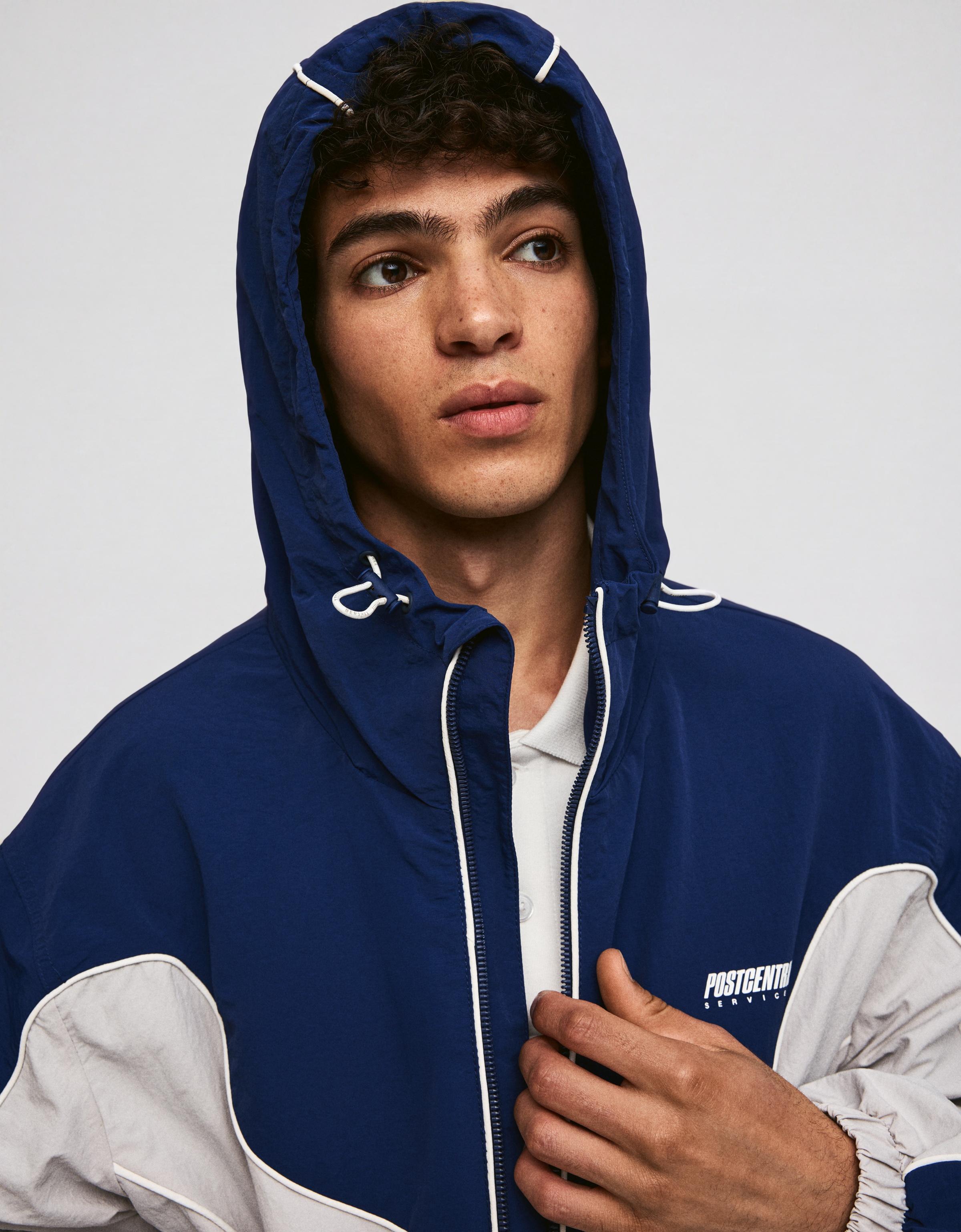 Hooded windbreaker jacket — Navy