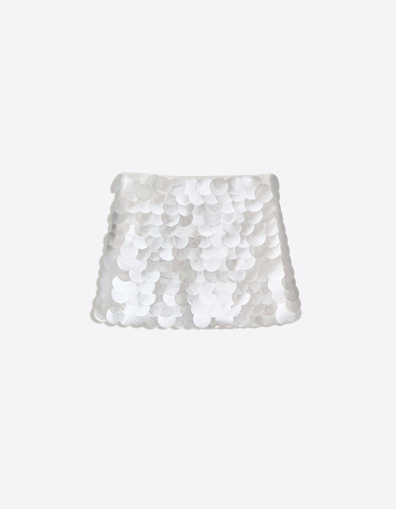 Sequinned maxi mini skirt — Off white