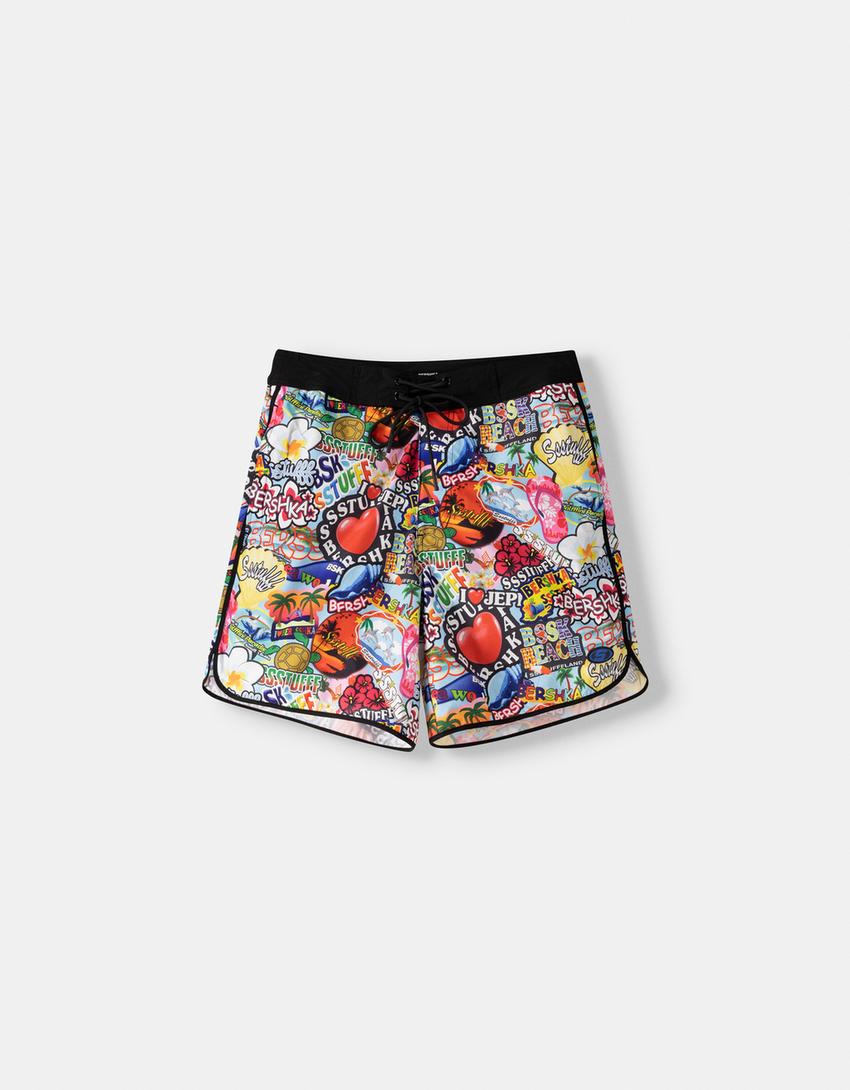 Short de bain BERSSSHKA X SSSTUFFF imprimé-Noir-7