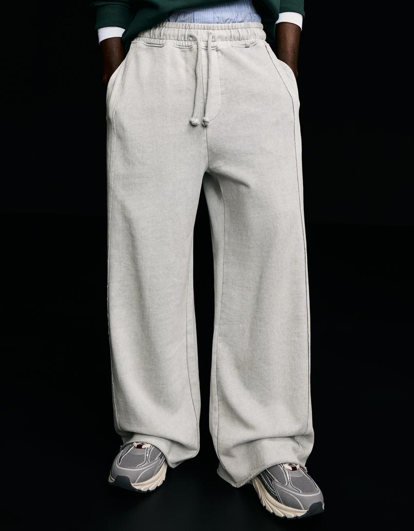 Super baggy fit pantolon-Taş rengi