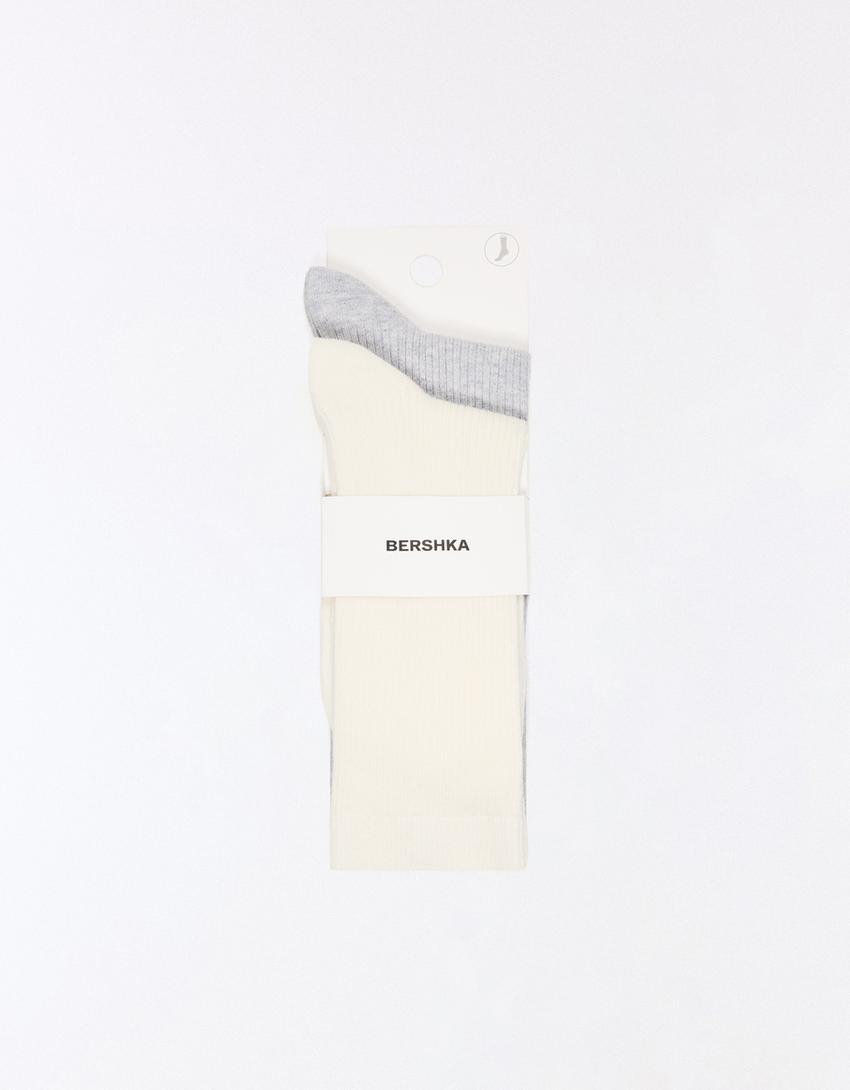 Meias básicas caneladas-Cinza