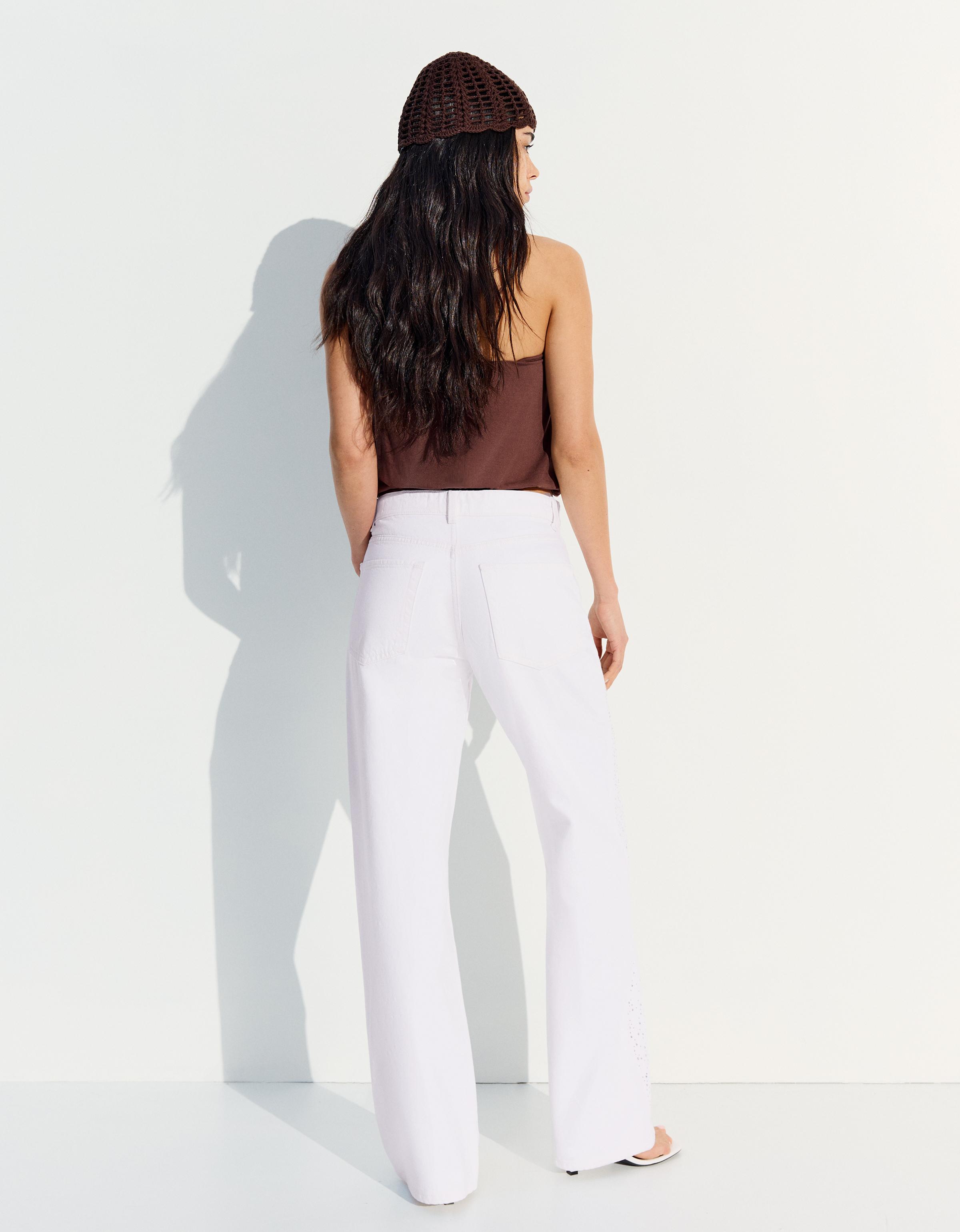 High-waist shimmery straight-leg jeans — Cream
