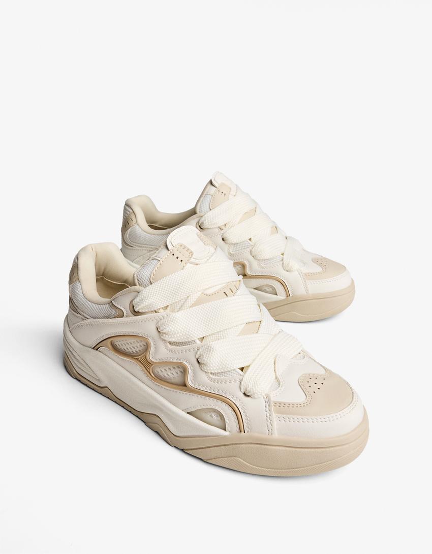 Chunky skate trainers-ტყავისფერი