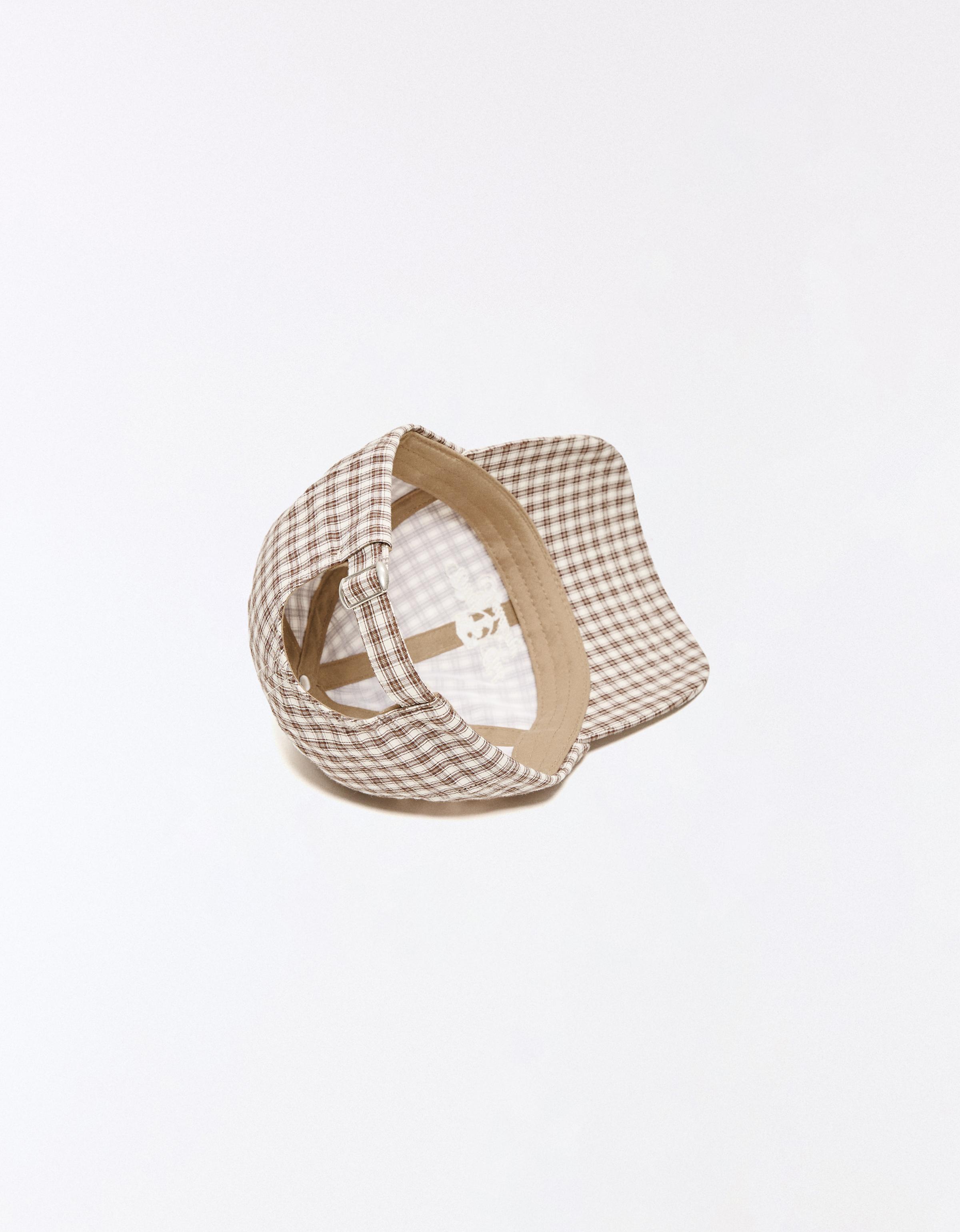 Checked embroidered cap — Brown