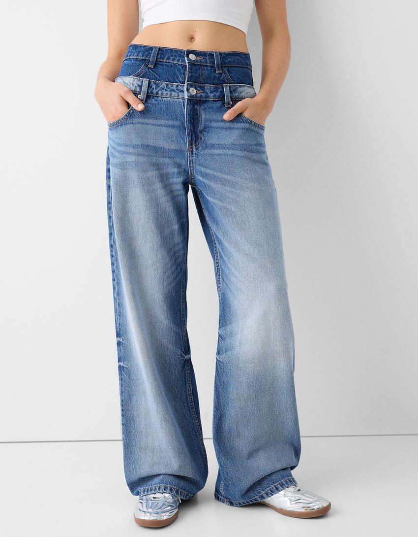 Jeans baggy cintura dupla-Azul lavado-1