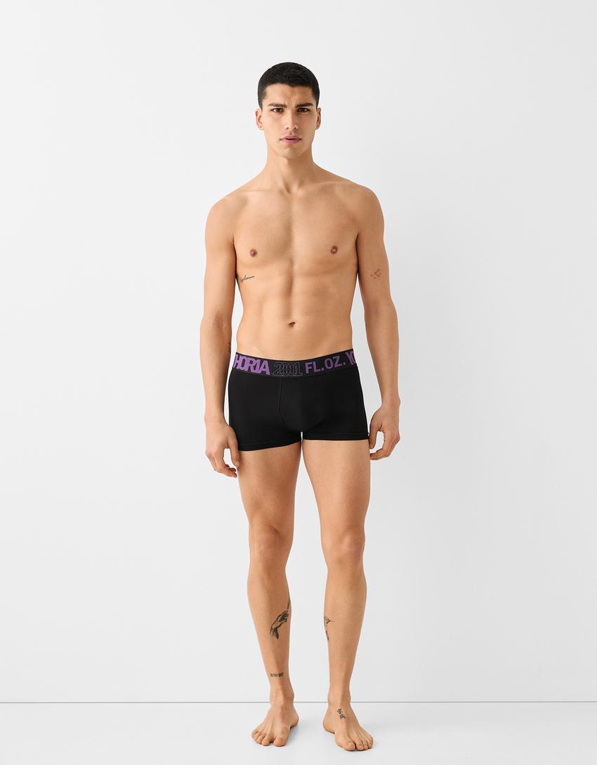 Lot 3 boxers taille imprimée-Noir-4