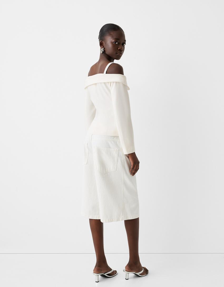 بليزر مكشوف الكتفين-أبيض-1