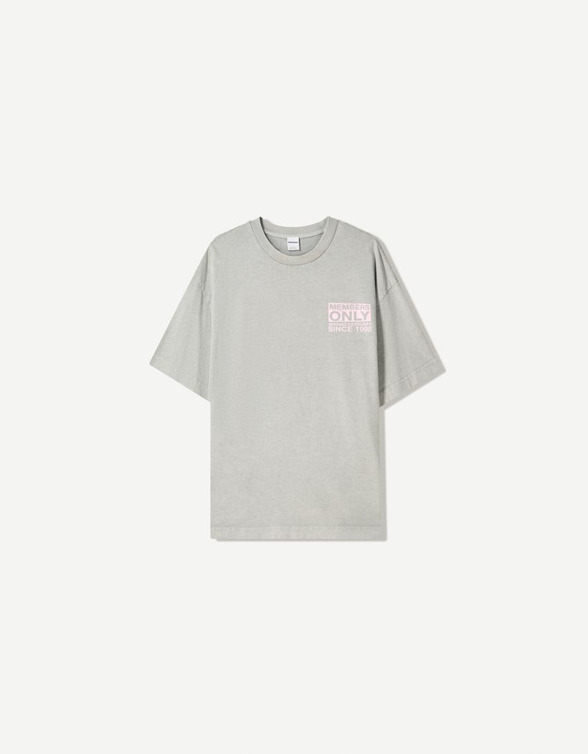 Short sleeve T-shirt with print-Dark grey-4