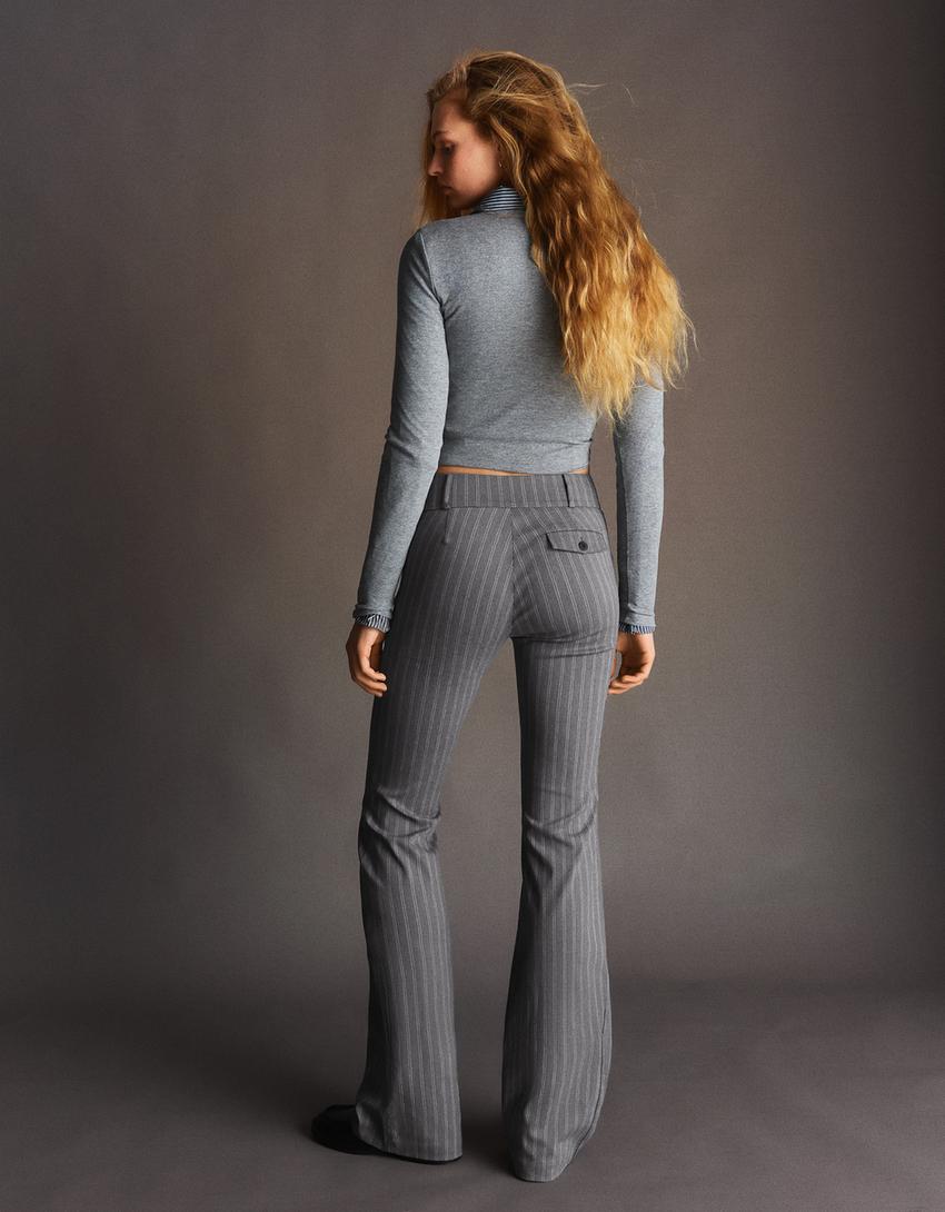 Flare hlače od bengalina-Tamnosiva