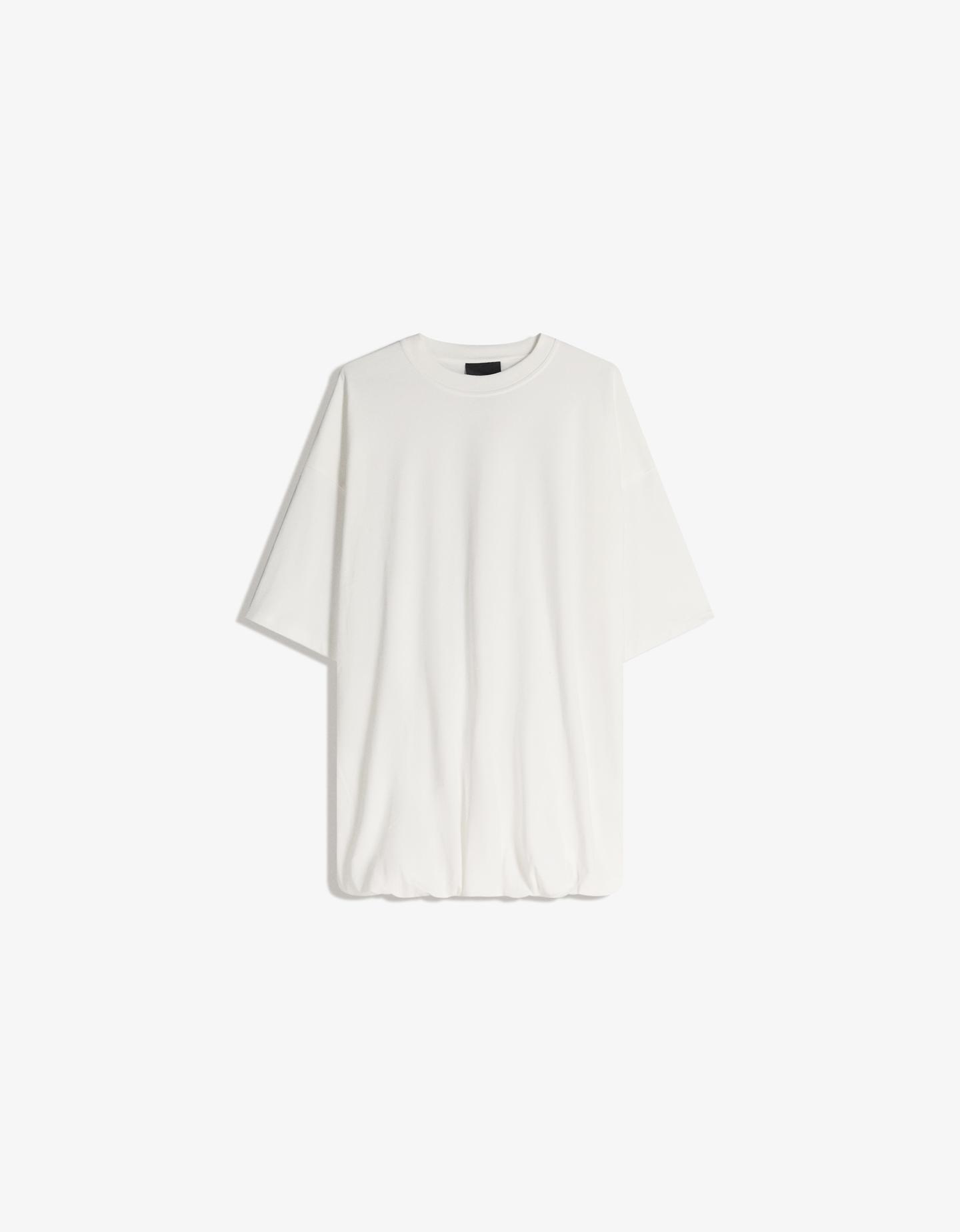 Bershka koszulka-sukienka oversize z balonowym krojem biały