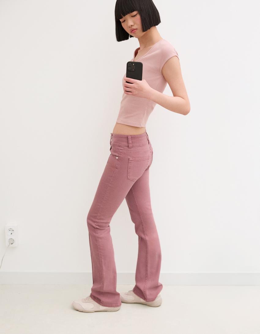 Low-rise boot-cut jeans-Red-2