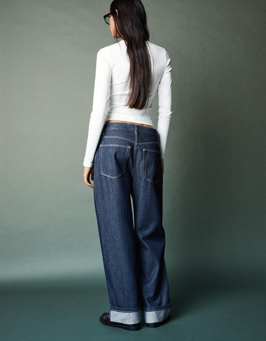 Jeans baggy fit à revers