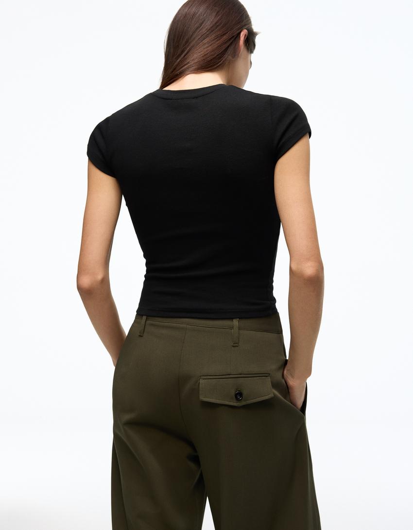 Short sleeve crew neck T-shirt-Black