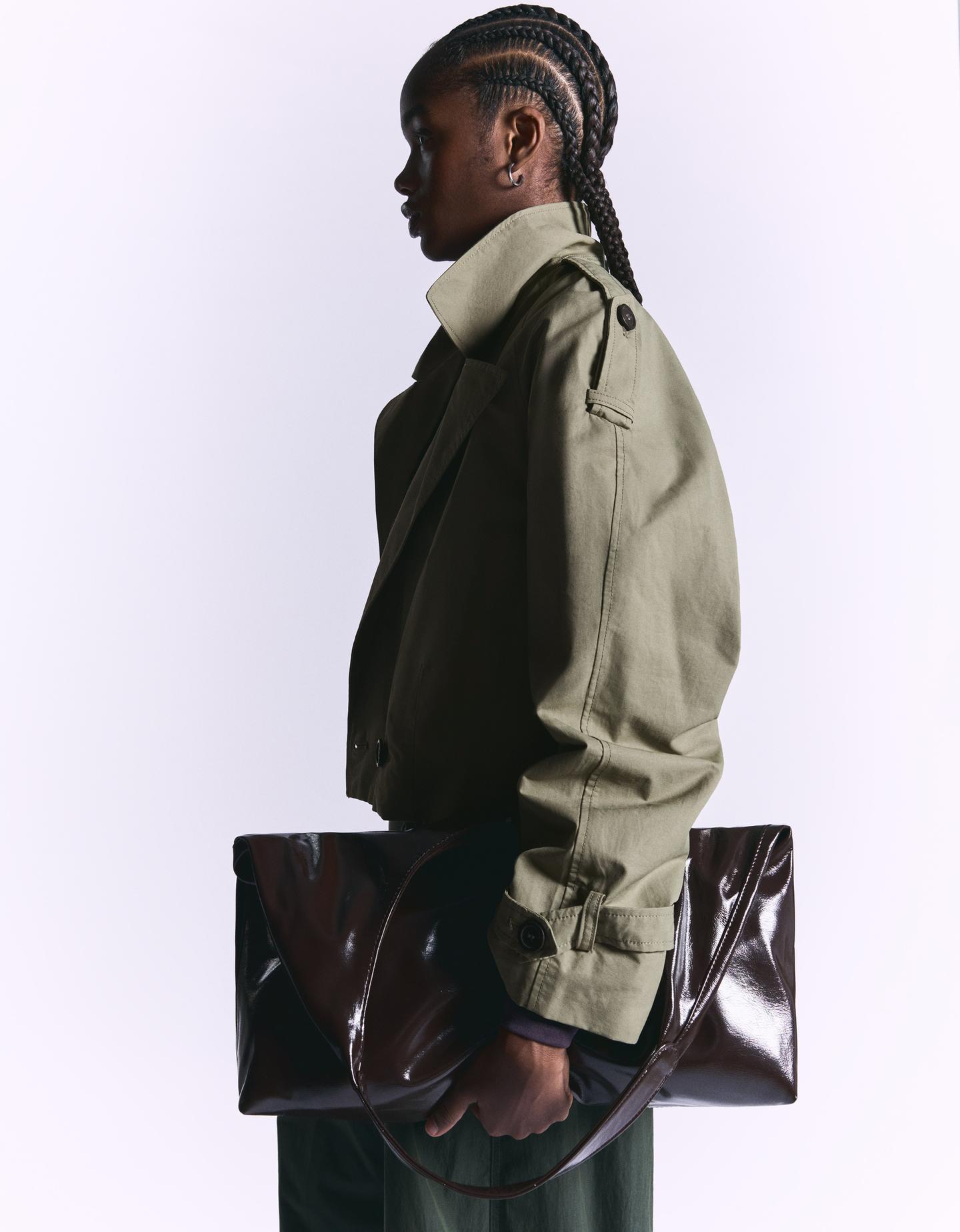 Bershka krótka kurtka trencz khaki