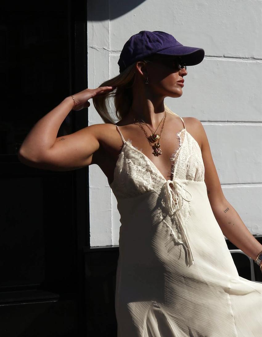 Robe midi bohème-Écru