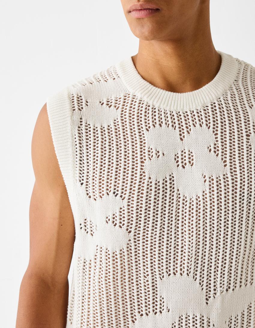 Colete estrutura rendilhado-Branco-5