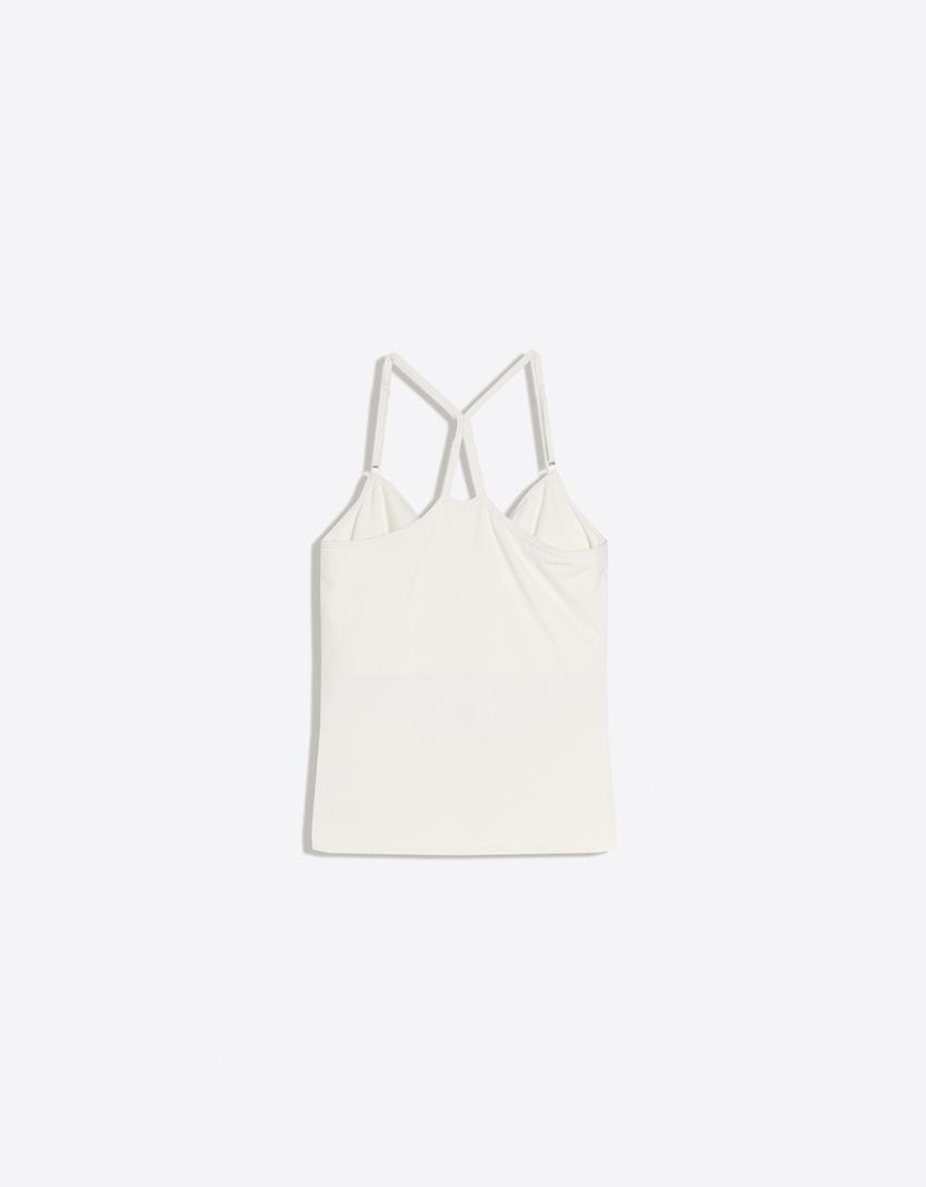 Gathered strappy T-shirt-Oats