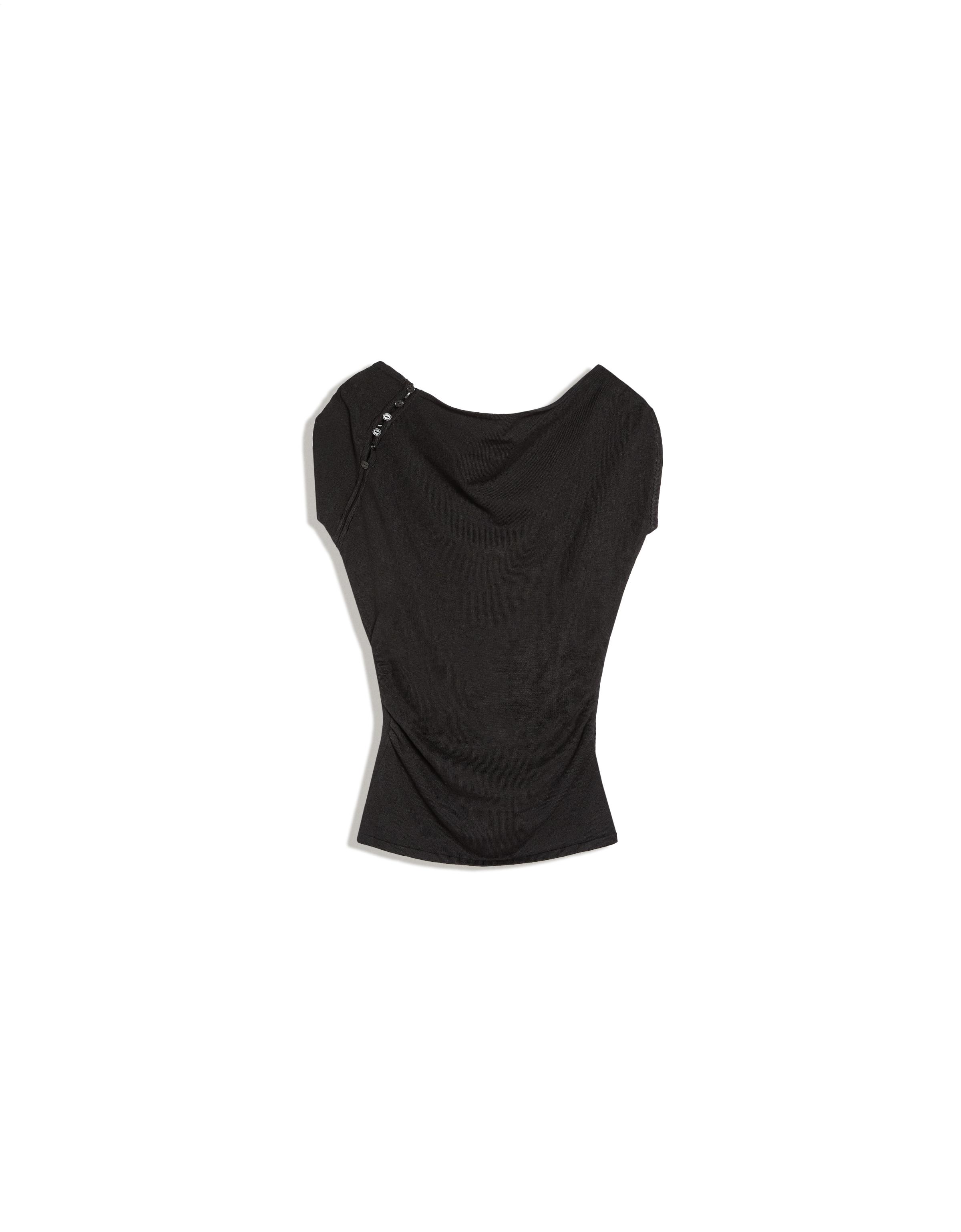 Short sleeve button-up sweater — Black