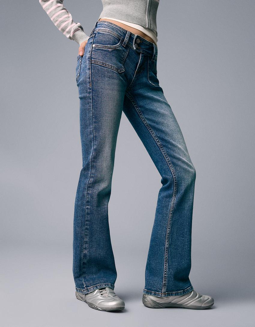 Low-rise bootcut jeans-Light blue