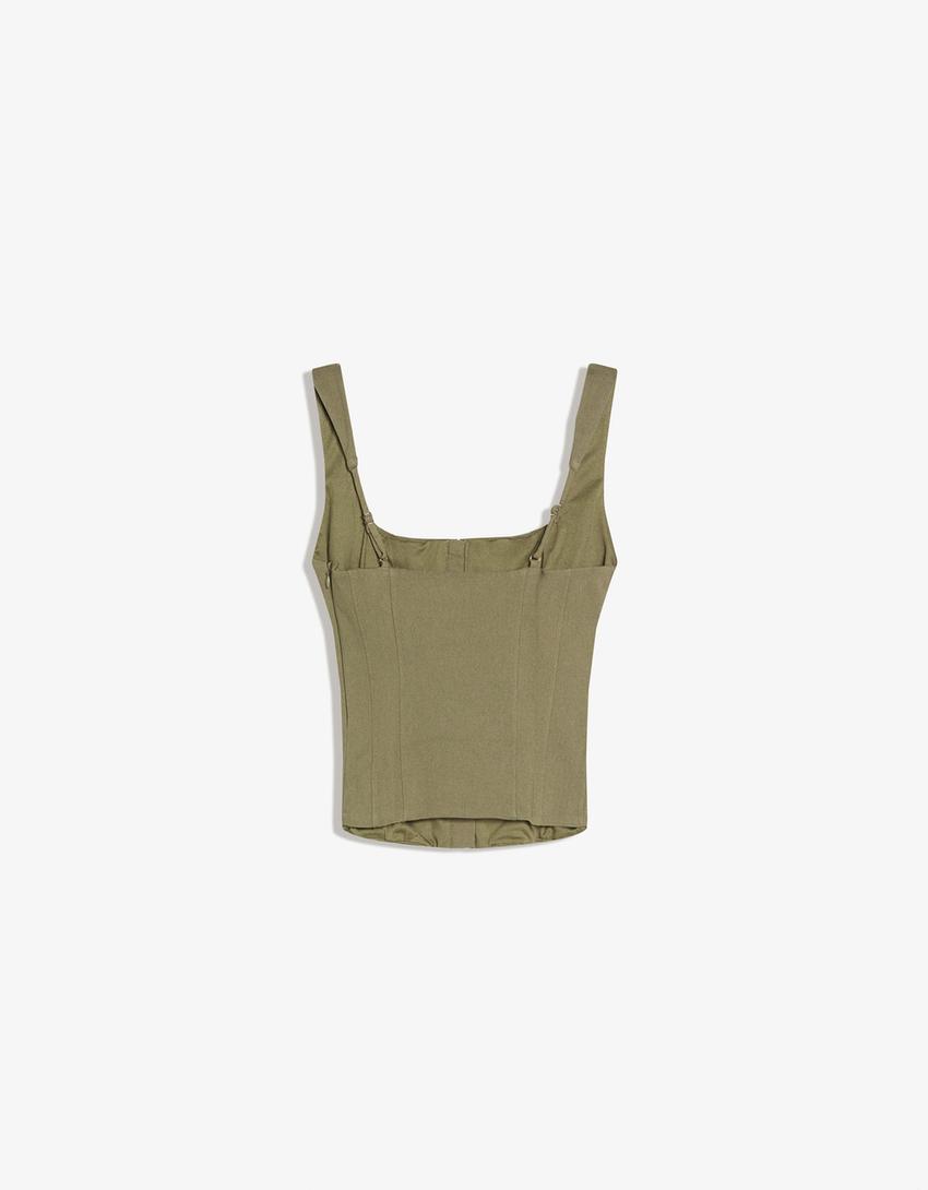 Burlesque-Top aus Bengaline-Khaki