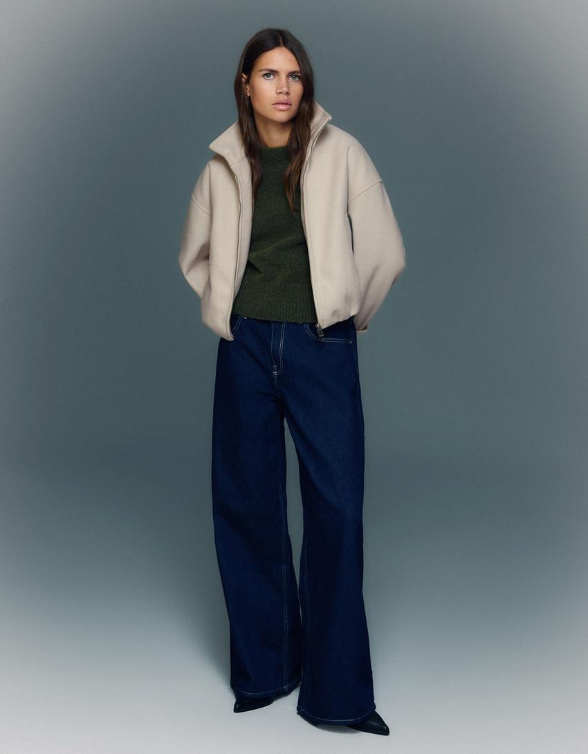 Jaket ritsleting lembut disentuh-Pasir