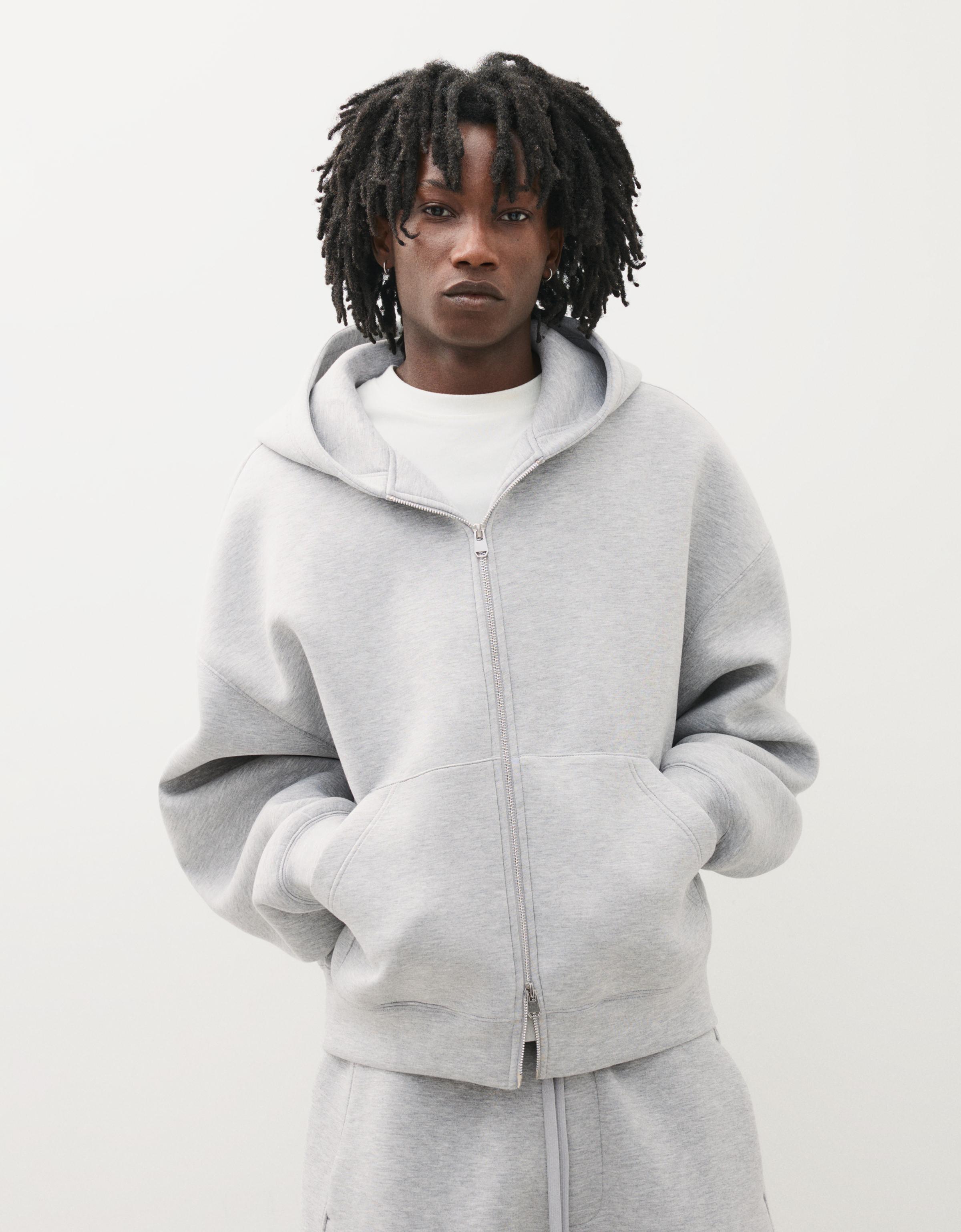 Bershka Sudadera Capucha Técnica Hombre Gris