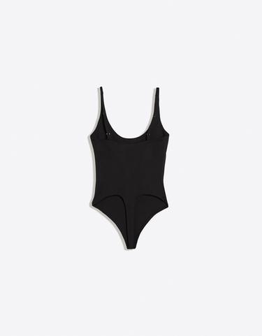 Round neck strappy bodysuit — Black 4